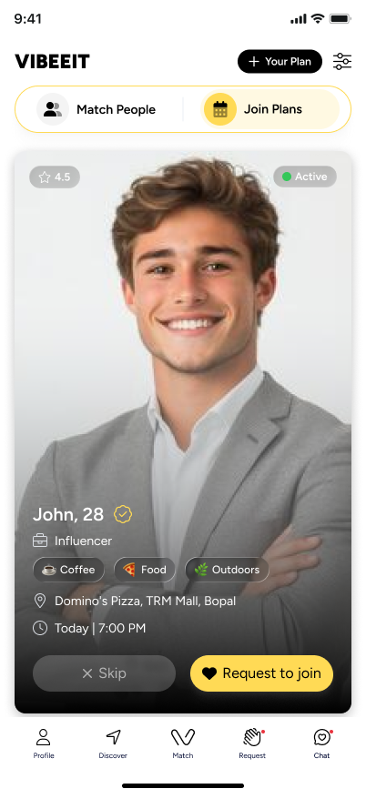 VIBEEIT Join Plans screen